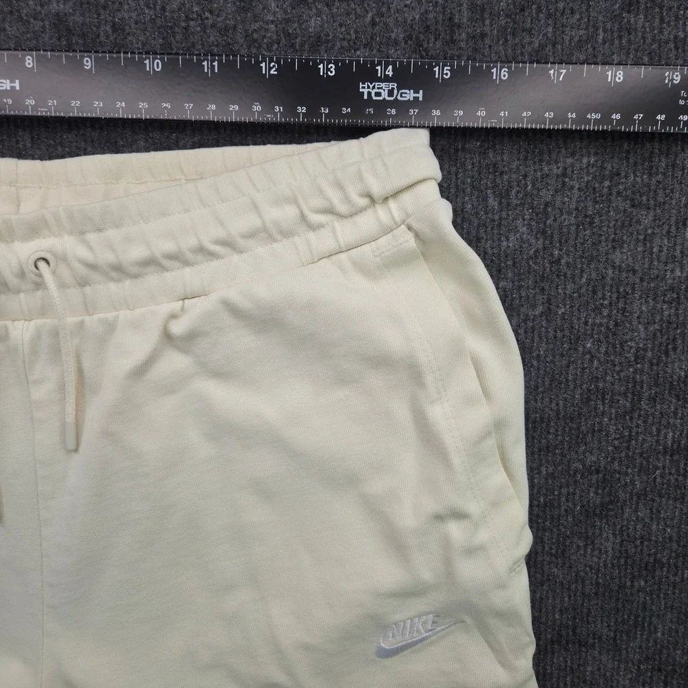 Nike Sweatpants Womens Medium Cream Cotton Wide Leg Cropped Athleisure Joggers
